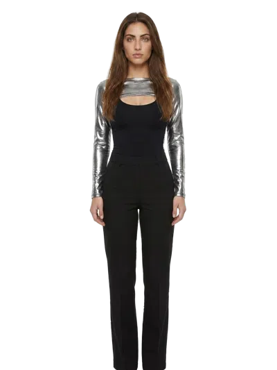 Dolce & Gabbana Metallic Silver Cutout Bodysuit