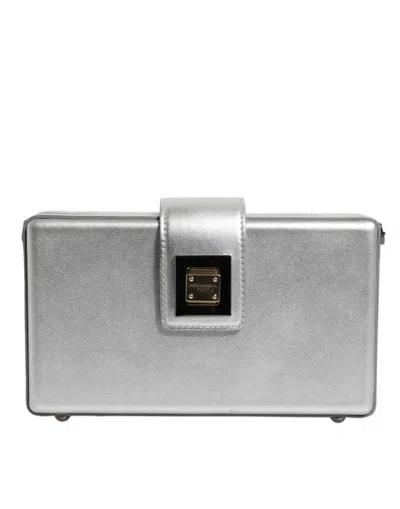 Pre-owned Dolce & Gabbana Metallic Silver Dg Box Leather Shoulder Strap Women's Bag ()