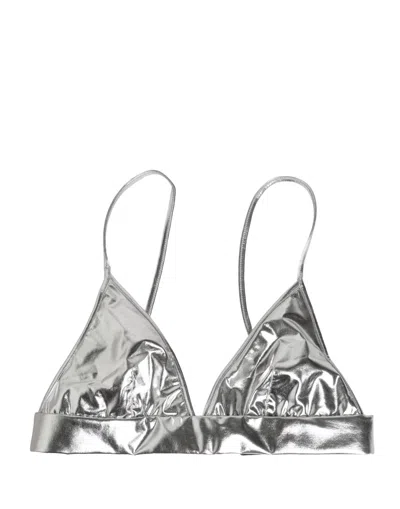 Dolce & Gabbana Metallic Silver Sleeveless Bustier Cropped Top