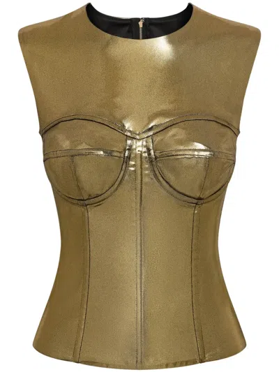 Dolce & Gabbana Metallic Sleeveless Top In Gold