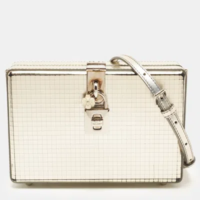 Pre-owned Dolce & Gabbana Metallic Textured Leather Box Clutch