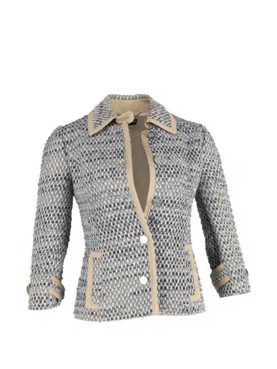 Pre-owned Dolce & Gabbana Metallic Tweed Jacket In Blue