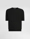 Dolce & Gabbana Micro-dot Stitch Silk Pullover In Black