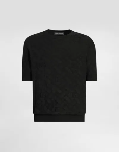 Dolce & Gabbana Micro-dot Stitch Silk Pullover In Black