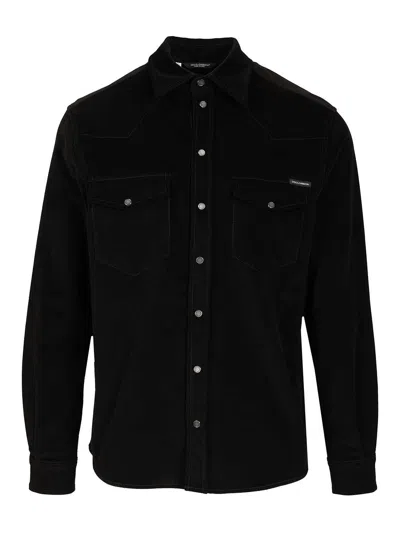 Dolce & Gabbana Micro Rib Velvet Shirt Shirts Black
