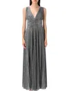 Dolce & Gabbana Long Pleated Dress With Micro-sequin Embellishment In Gray
