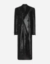 Dolce & Gabbana Micro-sequined Double-breasted Coat In Black