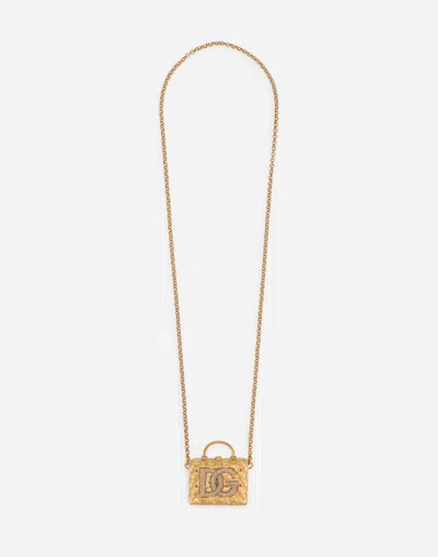 Dolce & Gabbana Vintage Brass Dg Necklace In Gold