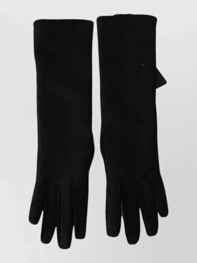 Dolce & Gabbana Mid Arm Length Wool Knit Mittens Gloves In Black