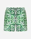 DOLCE & GABBANA MID-LENGTH MAJOLICA-PRINT SWIM TRUNKS