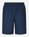 Dolce & Gabbana Mid-length Swim Trunks With Branded Plate In Blue