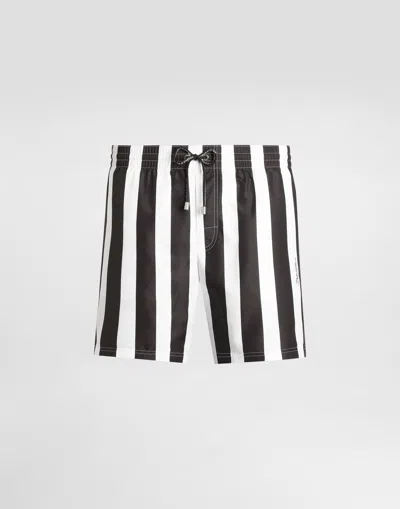 Dolce & Gabbana Mid-length Swim Trunks With Striped Print In Multicolor