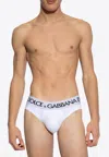 Dolce & Gabbana Mid-rise Briefs In Two-way Stretch Cotton In White