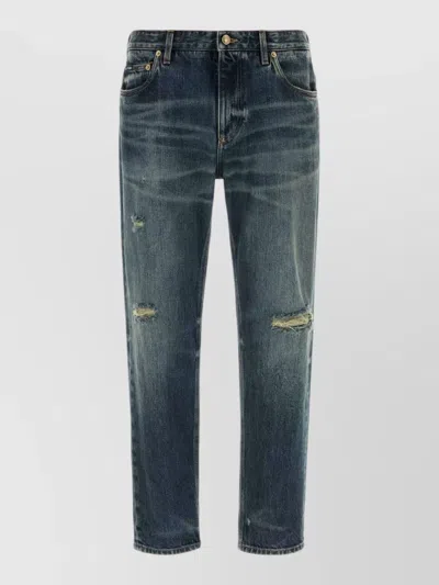 Dolce & Gabbana Mid Rise Denim Jeans Belt Loops In Blue