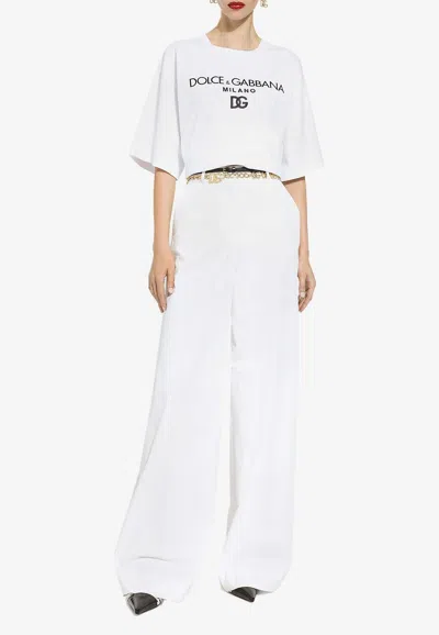 Dolce & Gabbana Mid-rise Flared Pants In White