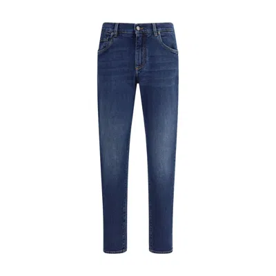 Dolce & Gabbana Mid-rise Cotton Jeans With Belt Loops In Blue