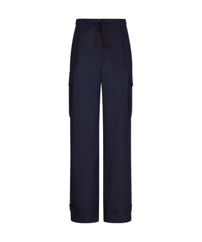 Dolce & Gabbana Mid-rise Linen Cargo Trousers In Black