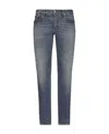 Dolce & Gabbana Washed Skinny Stretch Jeans With Whiskering In Gray