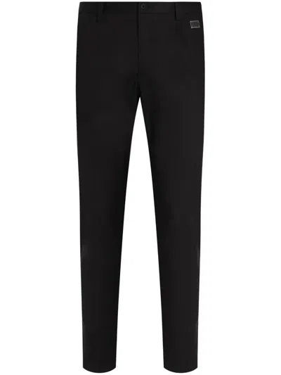 Dolce & Gabbana Cropped Cotton Trousers Featuring Pockets In Black