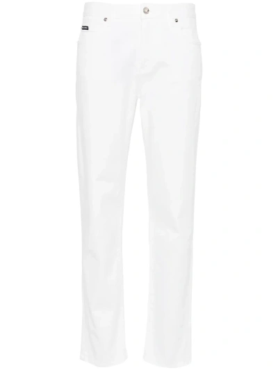 Dolce & Gabbana Mid-rise Tapered-leg Jeans In White