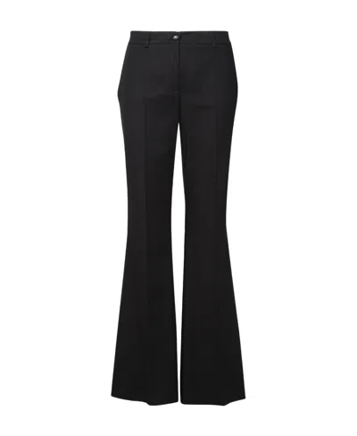 Dolce & Gabbana Mid-rise Twill Flared Trousers In Black