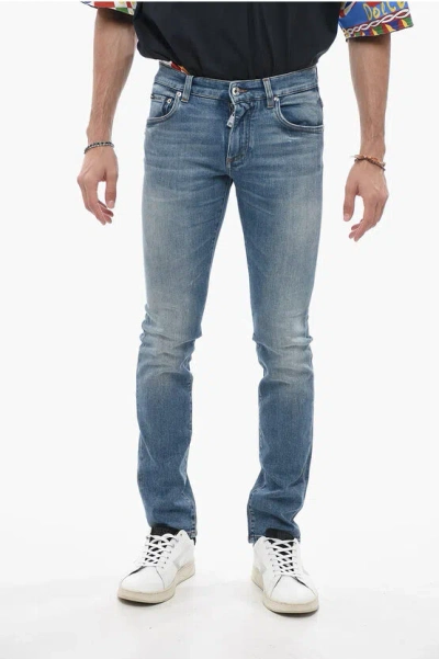 Dolce & Gabbana Mid Wash Skinny Fit Denims 15cm In Blue