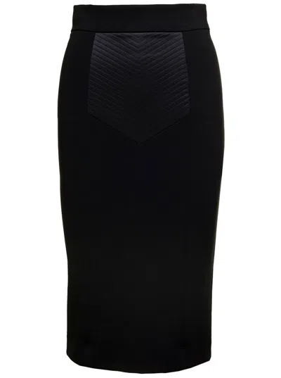 Dolce & Gabbana Midi Black Skirt With Quilted Detail In Fabric Woman