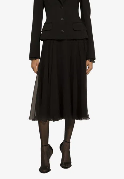 Dolce & Gabbana Midi Chiffon Skirt In Black
