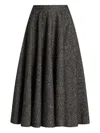 Dolce & Gabbana Midi Circle Skirt In A Dotted Wool Blend In Gray