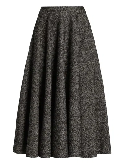 Dolce & Gabbana Midi Circle Skirt In A Dotted Wool Blend In Gray