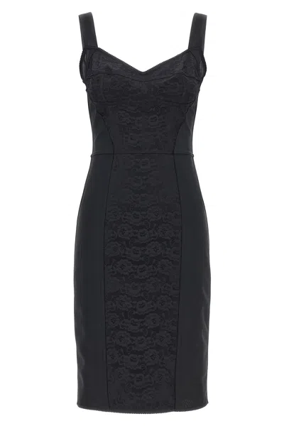 Dolce & Gabbana Midi Corsetry Dress In Black