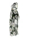 Dolce & Gabbana Long One-shoulder Floral Silk Dress In Black