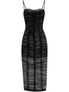 Dolce & Gabbana Tulle Calf-length Dress With Draping In Black