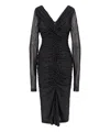 Dolce & Gabbana Polka Dots Tulle Draped Midi Dress In Black