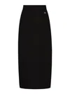 Dolce & Gabbana Cady Calf-length Skirt With Slits In Black