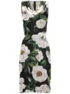 Dolce & Gabbana Black Pencil Dress With Floral Print In Multi