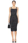Dolce & Gabbana Polka Dot Print Draped Tulle Midi Dress In Nero