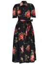 Dolce & Gabbana Rose Bouquet-print Poplin Shirt Dress In Black