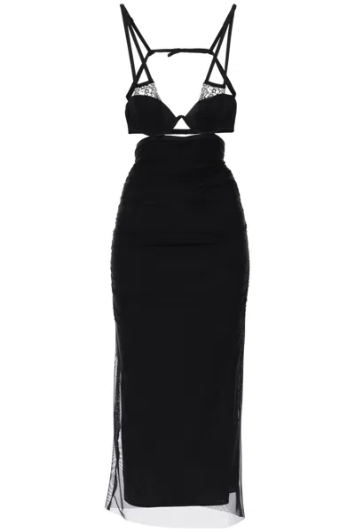 Dolce & Gabbana Midi Dress With Bustier Details In Black