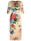 Dolce & Gabbana Women Satin Dress With Iconic Floral Print In Neutrals