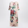 Dolce & Gabbana Women Satin Dress With Iconic Floral Print