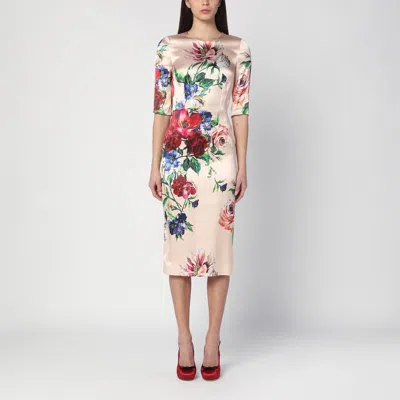 DOLCE & GABBANA MIDI DRESS WITH FLORAL PRINT