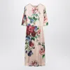 Dolce & Gabbana Women Satin Dress With Iconic Floral Print In Multicolor