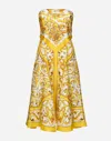 Dolce & Gabbana Maiolica-print Silk Twill Strapless Scarf Midi Dress In Print