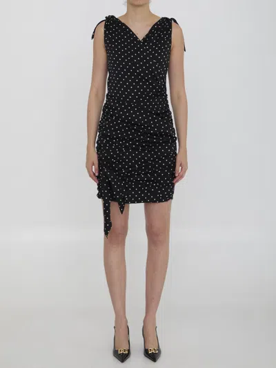 Dolce & Gabbana Midi Dress With Polka-dot Print In Black