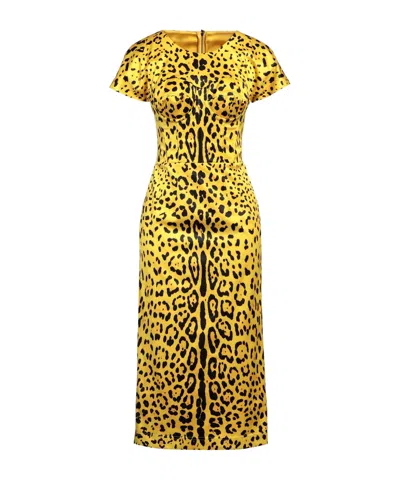 Dolce & Gabbana Midi Dress In Yellow