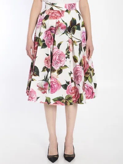 DOLCE & GABBANA MIDI FLARED FLORAL SKIRT