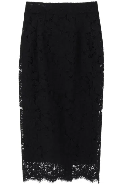 Dolce & Gabbana Guipure Lace Midi Skirt In Black