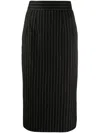 Dolce & Gabbana Pinstriped Fitted Midi Skirt In Black