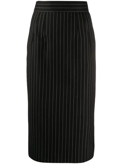 Dolce & Gabbana Pinstriped Fitted Midi Skirt In Black